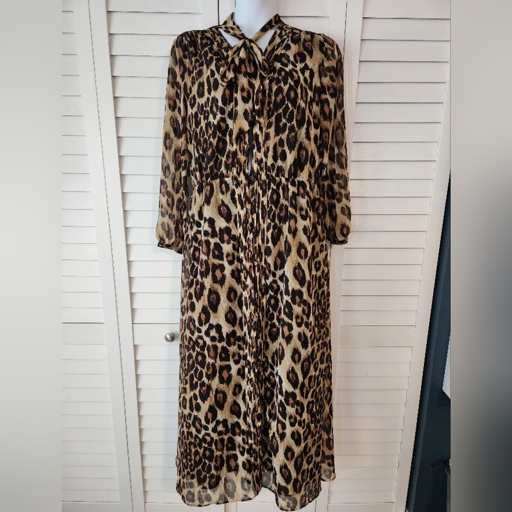 Banana Republic Long Sleeve Leopard Maxi Dress